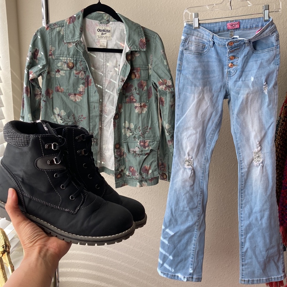 Girls Floral Jacket and Jeans
